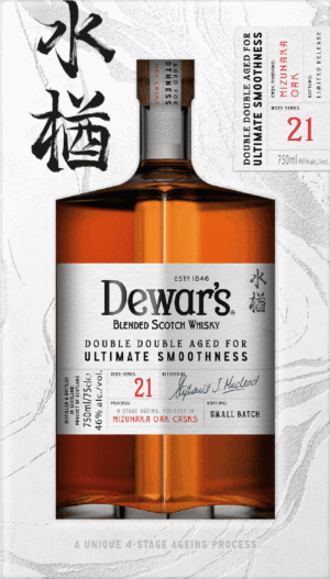 DEWAR'S DOUBLE DOUBLE 21 YEAR MIZUNARA OAK CASK BLENDED SCOTCH