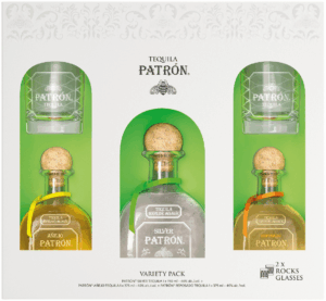 PATRON VARIETY PACK WITH 2 ROCKS GLASSES